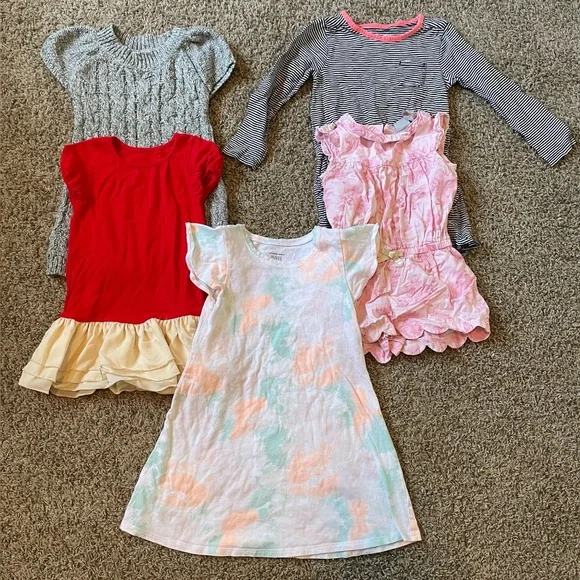 5pc Bundle Girls 4T 5T Colorful Kids Dresses & Romper Set - Picture 1 of 3